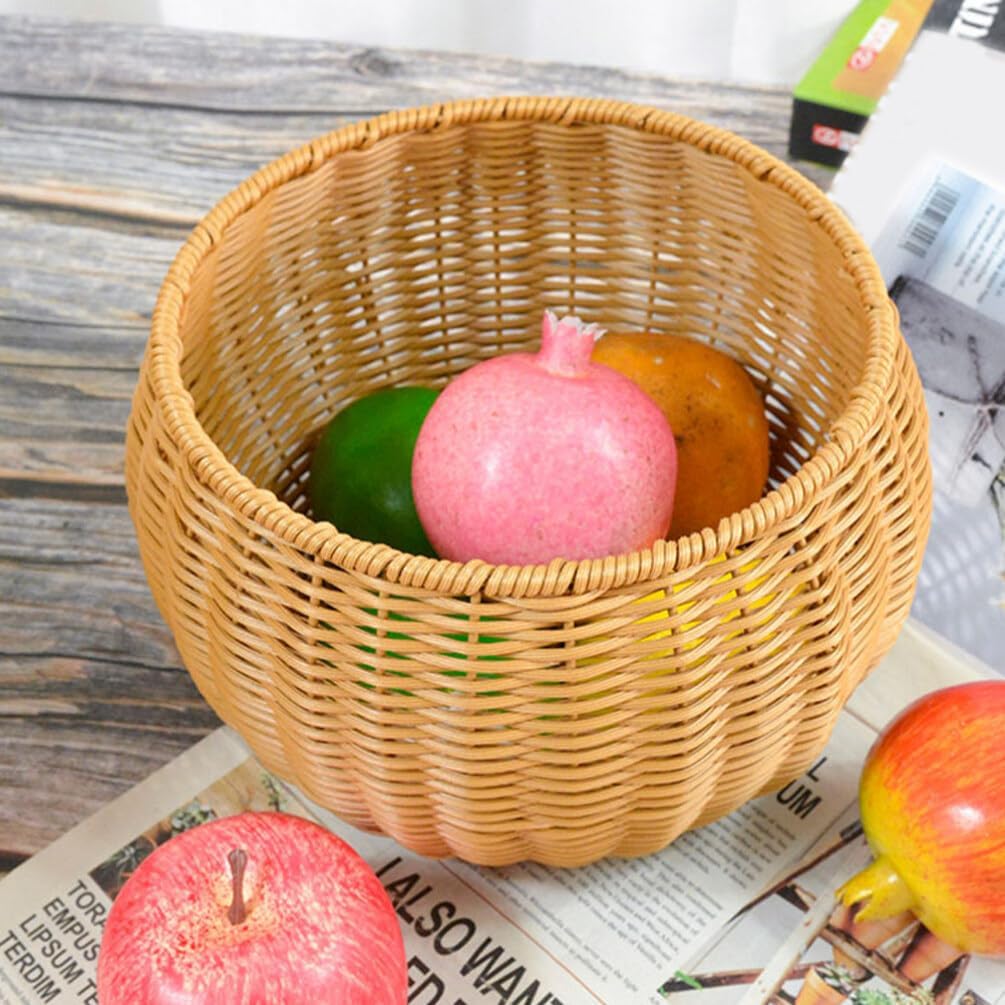 UPKOCH Cesta redonda de ratán para frutas, cesta tejida a mano, cesta de mimbre, organizador de mimbre, cesta de almacenamiento, cesta de basura,