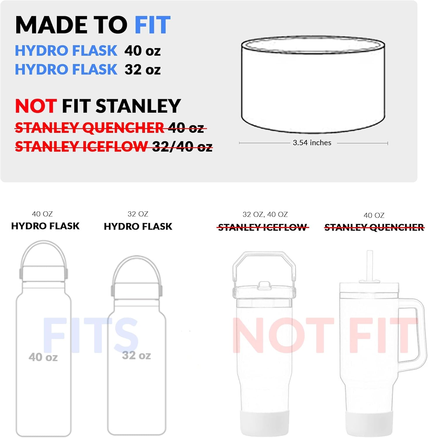 REUZBL Funda protectora de silicona para botella Owala FreeSip de 40 onzas, Hydro Flask de 32 a 40 onzas, Iron Flask, Takeya, Thermoflask, y