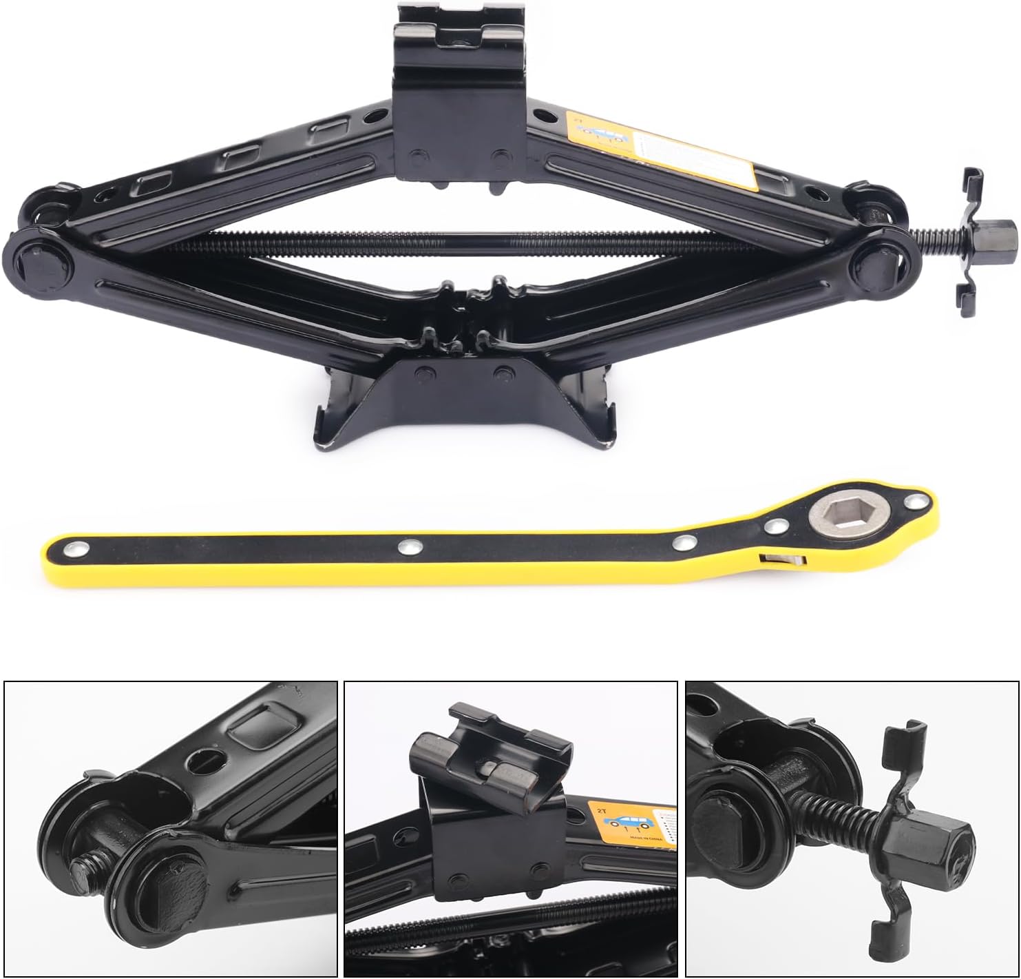 Gato de tijera de 2 toneladas para automóvil, con manivela de mano herramienta de reparación portátil resistente al óxido para automóvil, SUV,