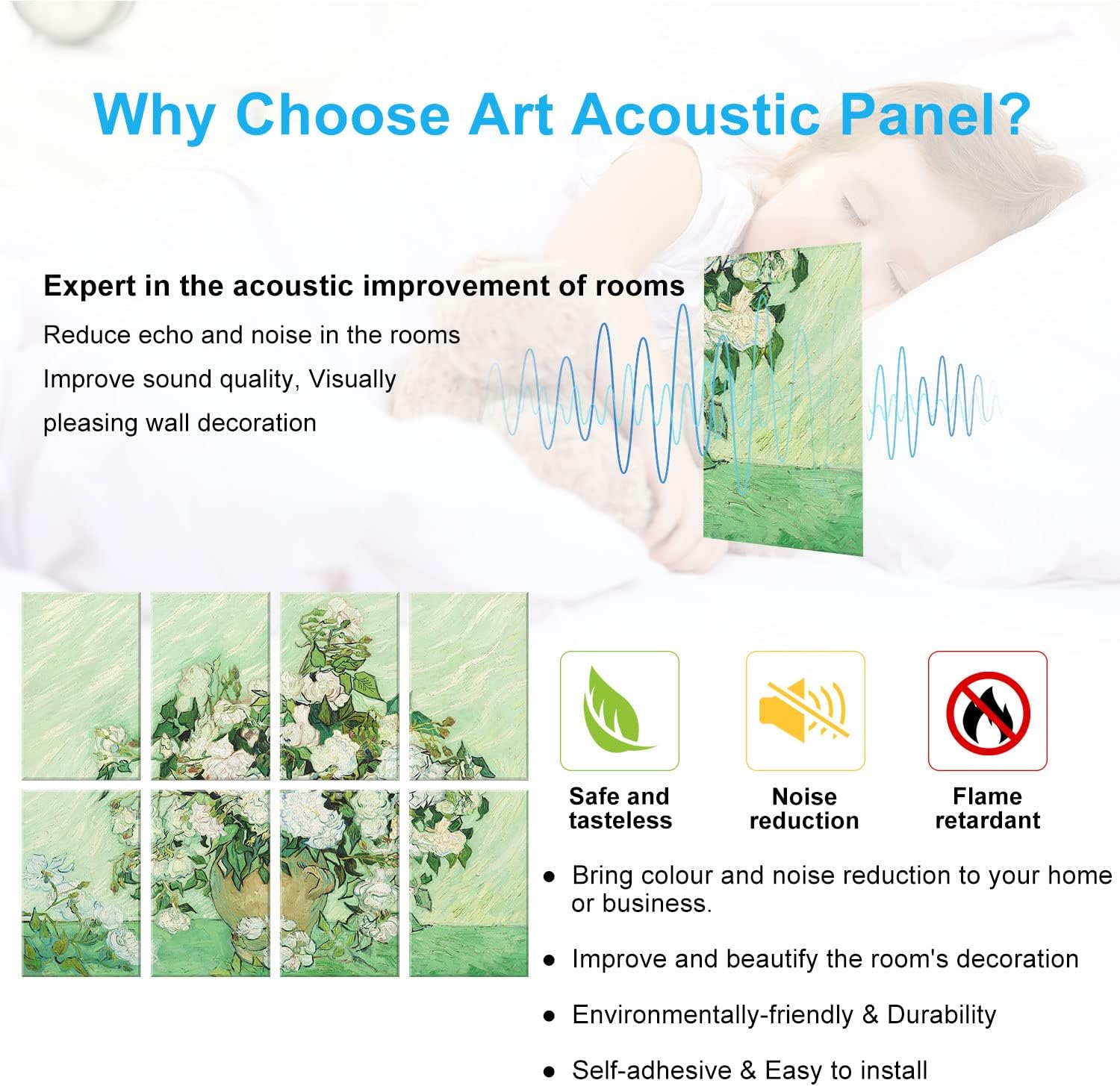 JBER Art Acoustic Panels, 8 Pack Acoustic Panels for Wall Decoration With Self Adhesive, Sound Absorbing Panels for Recording Studio, Soundproof