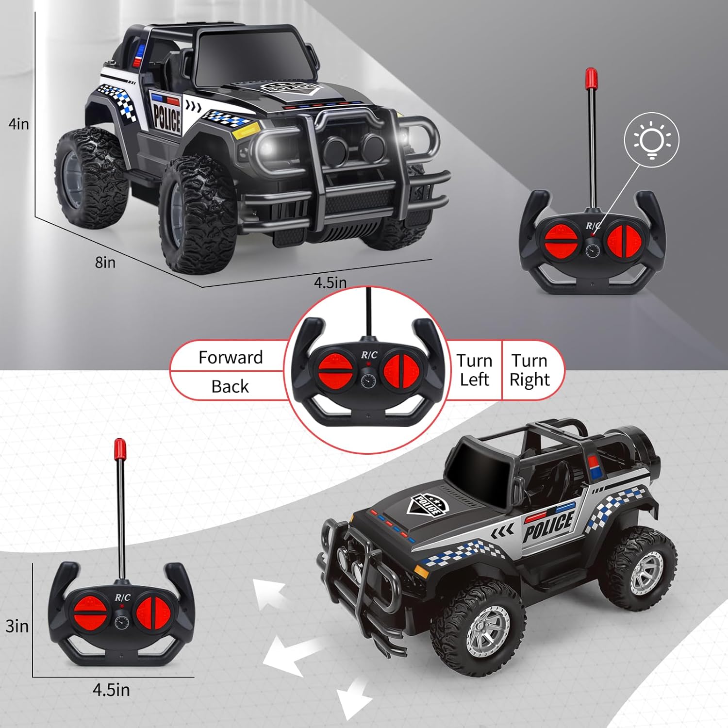 Auto de control remoto, auto de juguete para niños y niñas, cumpleaños, camión RC a escala 120, auto de carreras para niños pequeños, para jugar en