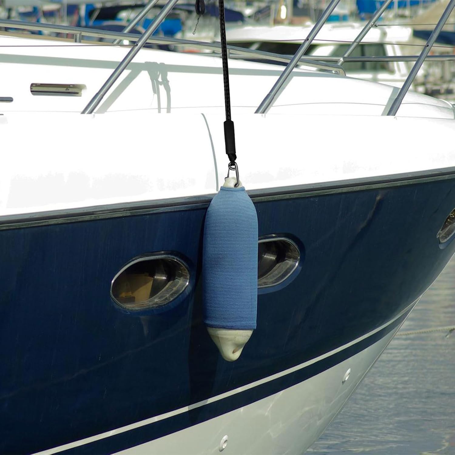 4 líneas de muelle elástico, líneas de muelle elástico de 2 pies con cuerda de amarre de clip inoxidable 316 para acoplamiento para P-W-C, Kay-ak,