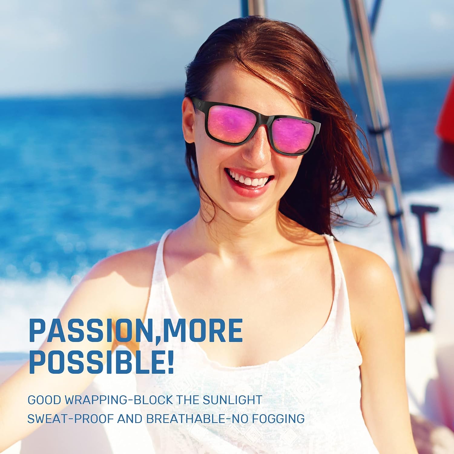 TOREGE Gafas de sol polarizadas deportivas para hombres y mujeres, lentes de sol para ciclismo, correr, pesca, barco, senderismo, playa, TR66