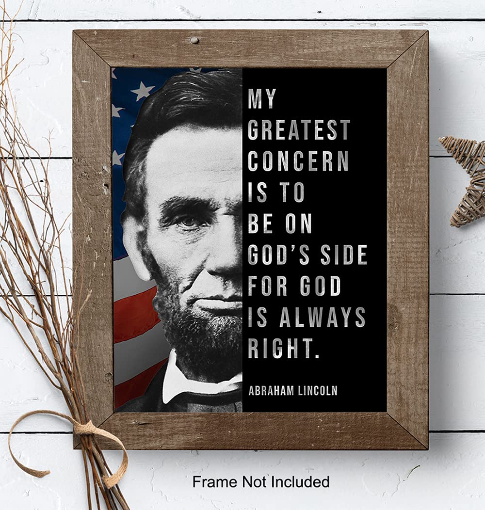 Abe Lincoln – Abraham Lincoln Poster, 8×10 – American Flag Wall Decor – Patriotic Decor – Religious Wall Decor – God Wall Decor – Christian Wall Art