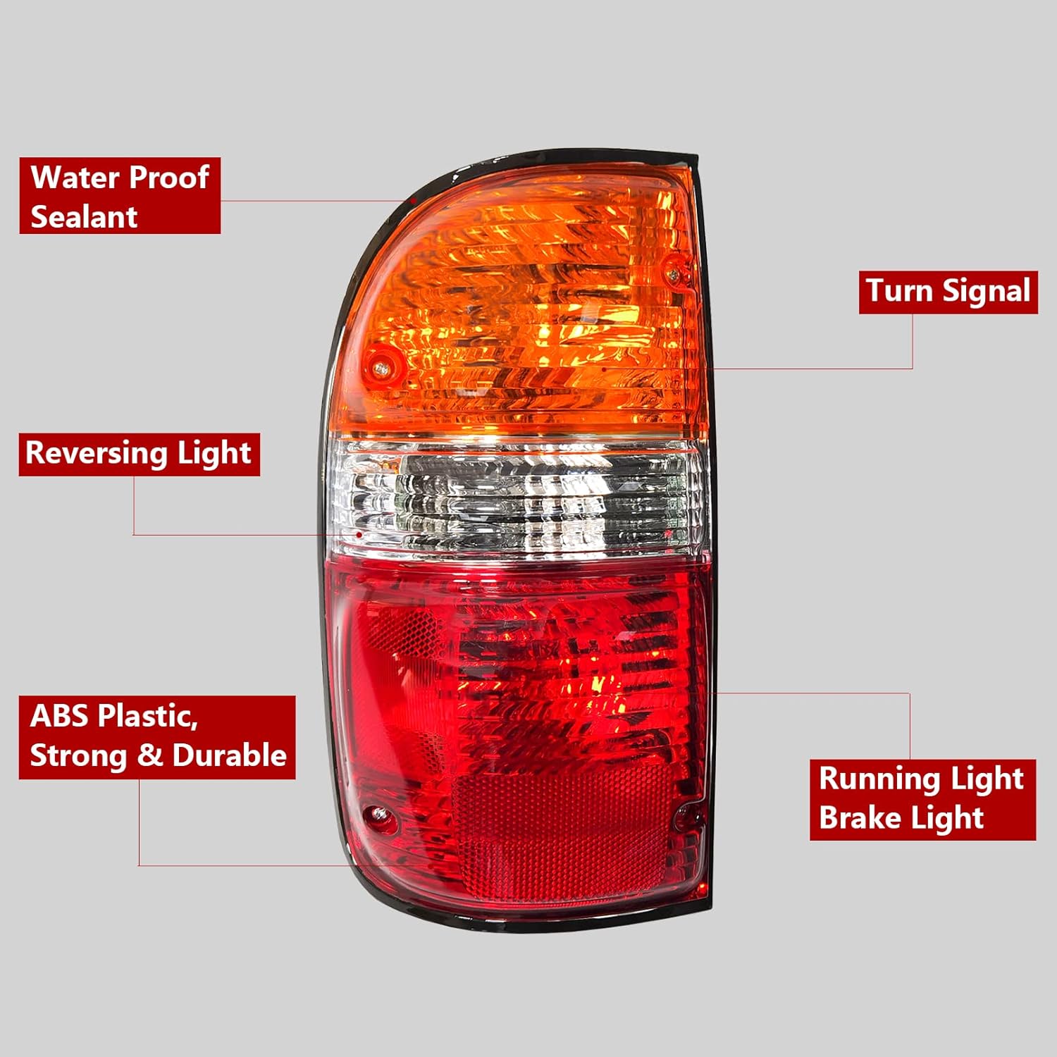 Rongxu – Conjunto de luz trasera para Toyota Tacoma compatible con 2001 2002 2003 2004, lámpara trasera de luz de freno lateral del conductor,