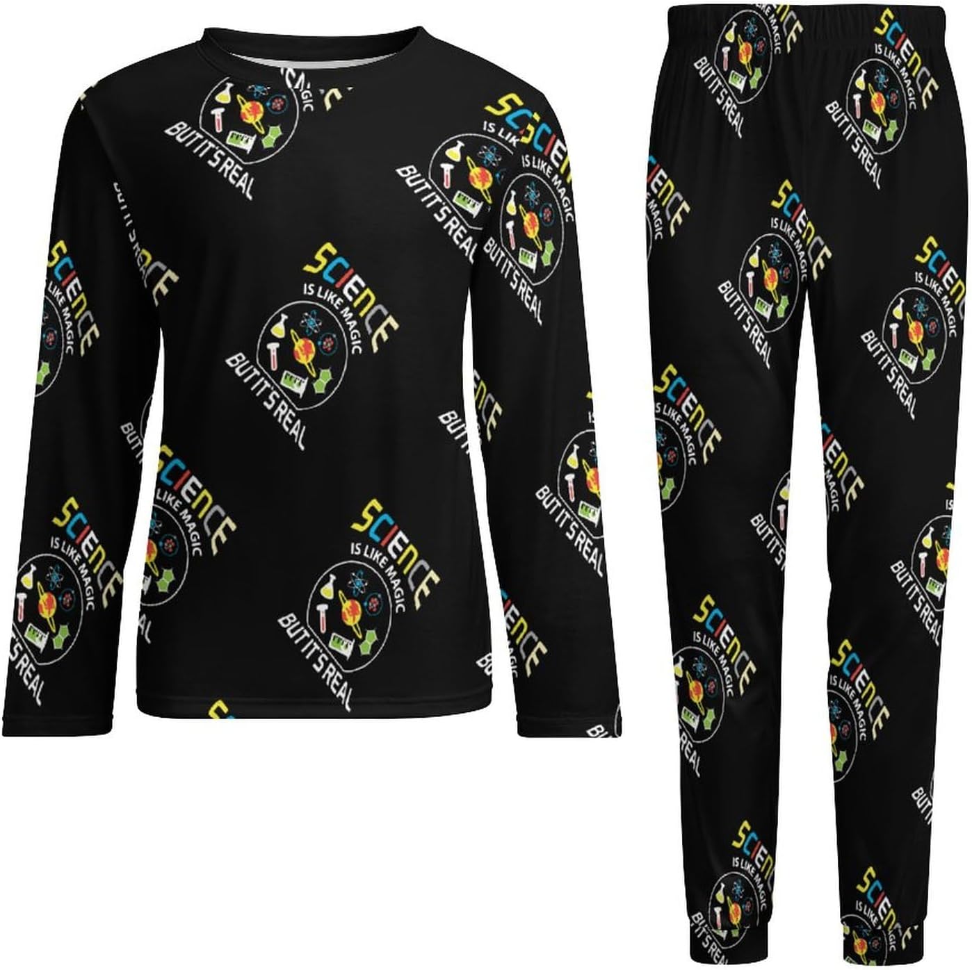 Science Like Magic Men’s Sleepwear Long Sleeve Top And Bottom Soft Nightwear Pajama Lounge Set