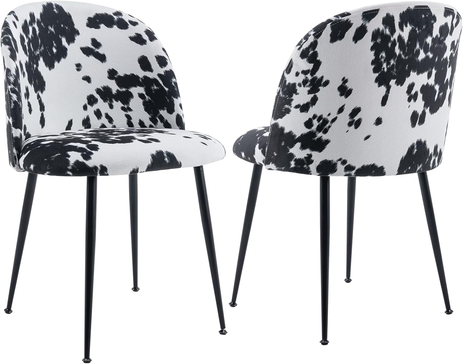 Guyou Juego de 2 sillas de comedor tapizadas de tela, sillas laterales modernas para invitados, respaldo redondo, sillas decorativas modernas con
