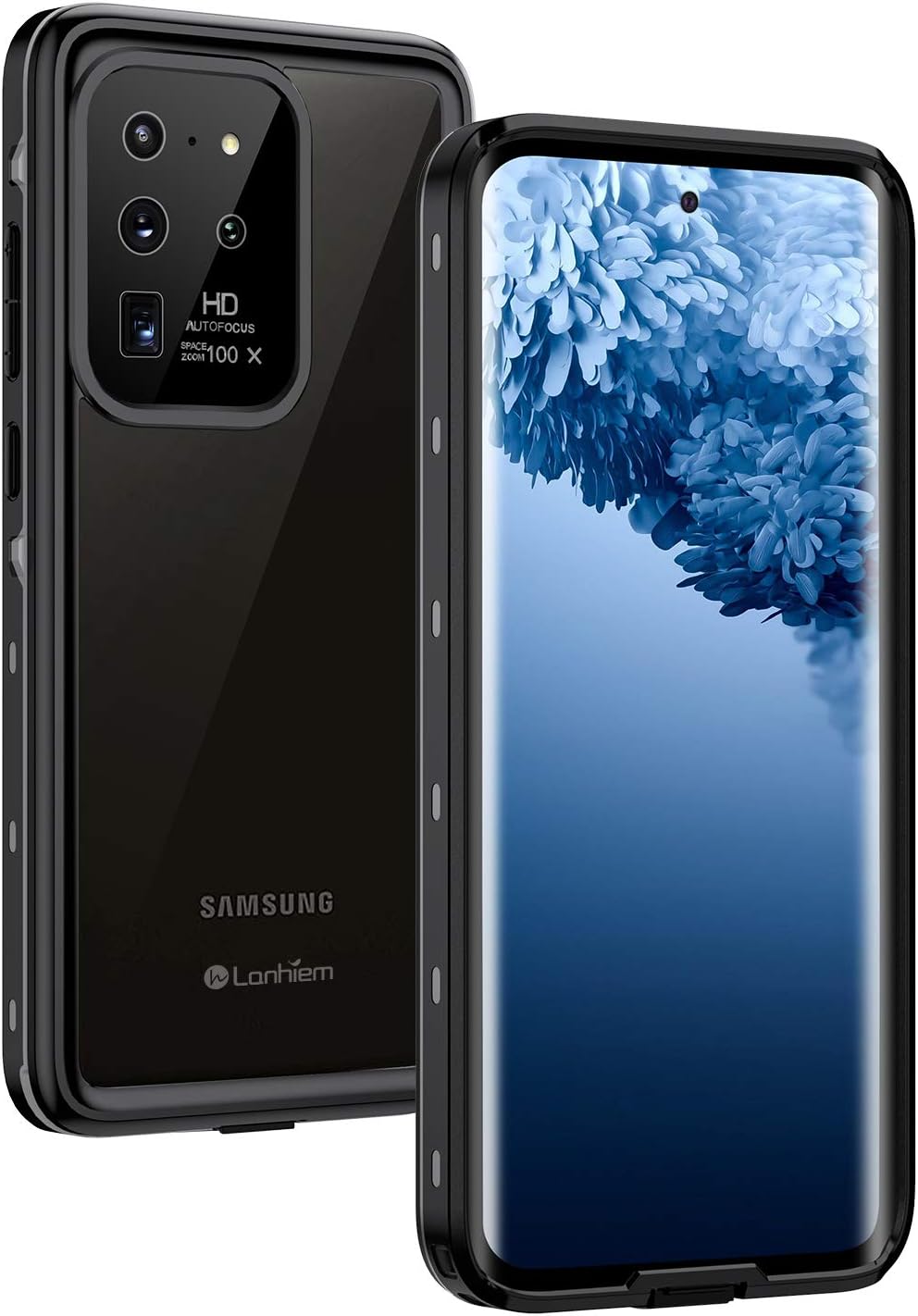 Lanhiem Funda para Galaxy S20 Ultra, protector de pantalla integrado IP68 impermeable a prueba de polvo, cuerpo completo, resistente, a prueba de