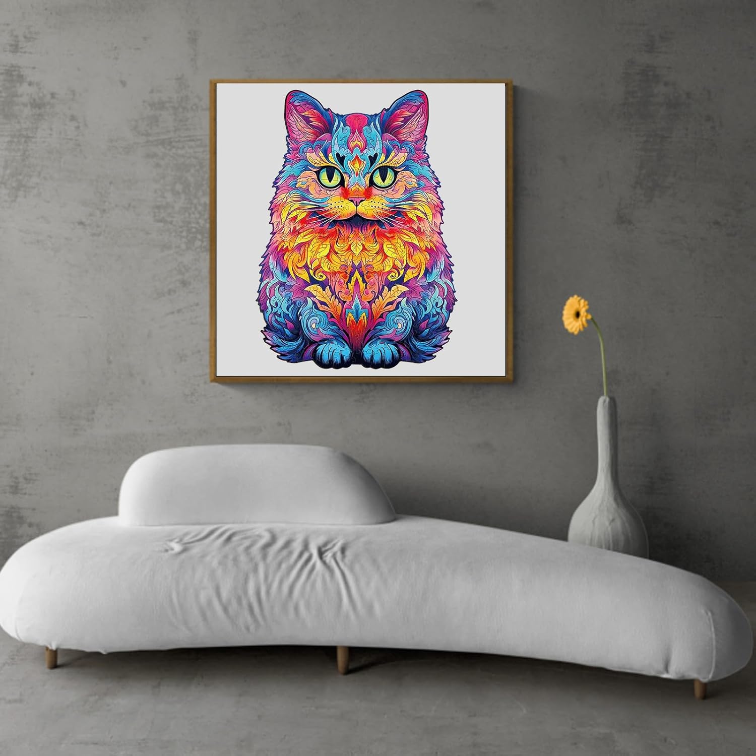 Rompecabezas de madera para adultos, rompecabezas de madera de gato con formas únicas de animales y caja de rompecabezas de madera, regalo de
