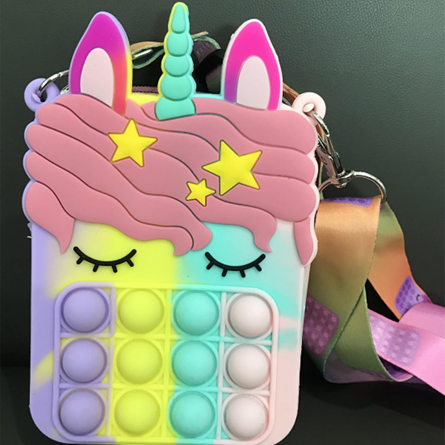 Bolso pequeño para reventar, bolso de unicornio para niñas y mujeres, bolsa de reventar burbujas con juguete de unicornio para reventar, bolsa de