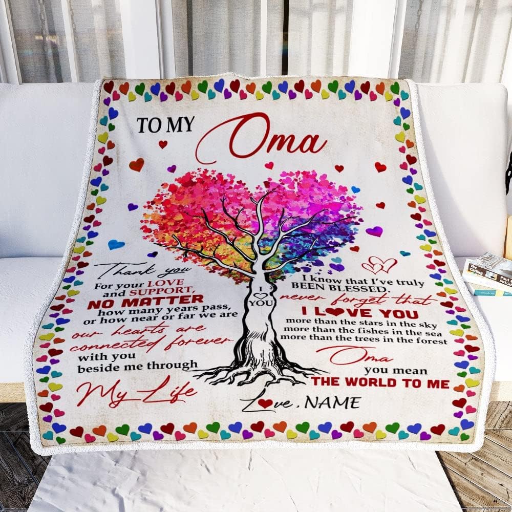 Manta personalizada con texto en inglés To My Oma, de Grandkids Never Forget That I Love You Mean The World to Me, Día de la Madre, Navidad, manta