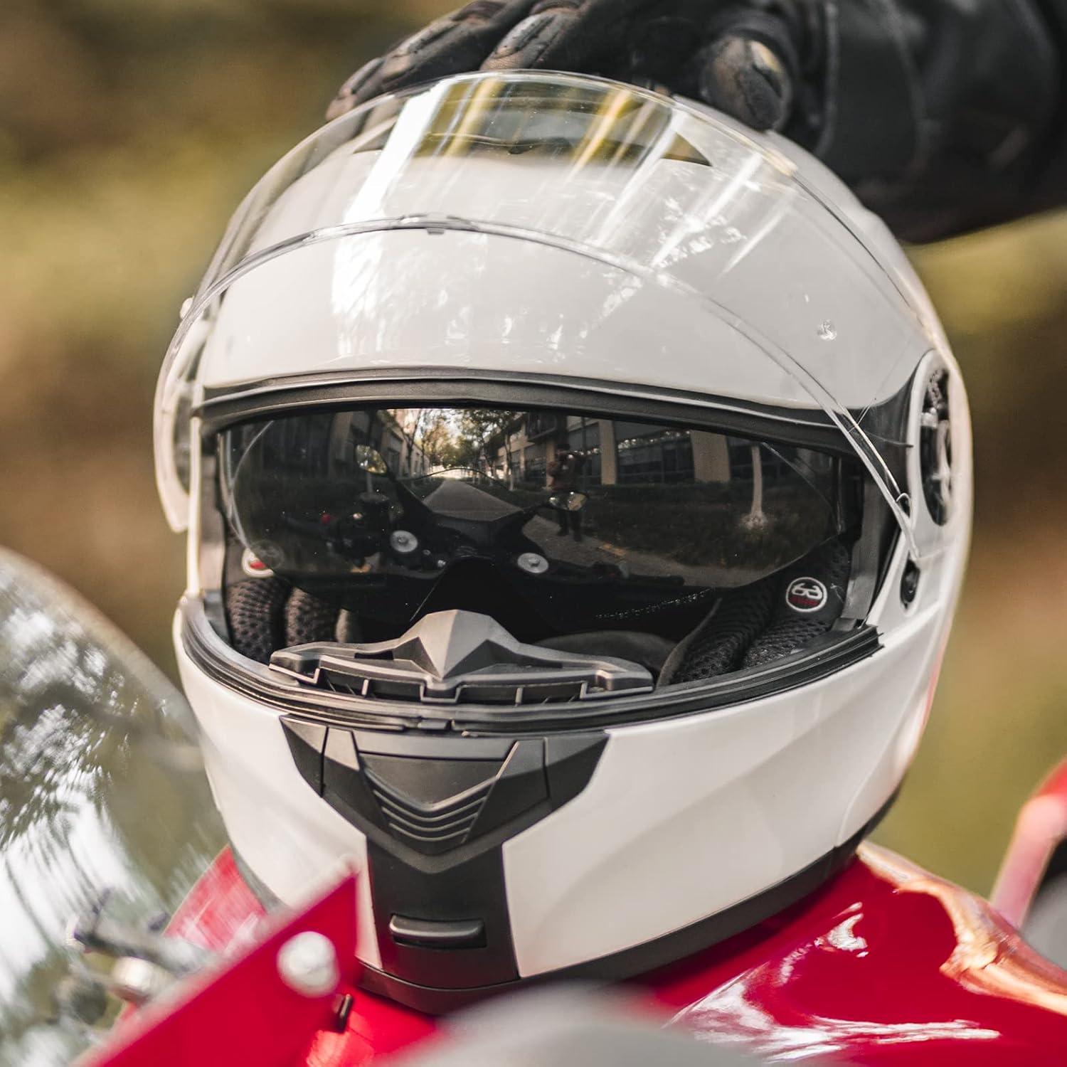 ILM Casco modular de cara completa para motocicleta para adultos, doble visera, aprobado por DOT, modelo 159 (blanco, mediano)