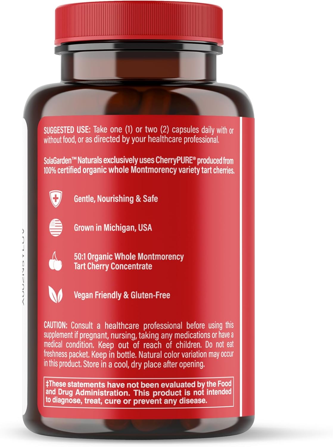 Suplemento orgánico de cereza agria Montmorency Super Strength  Concentrado 501 cultivado en los Estados Unidos  Contiene cereza orgánica