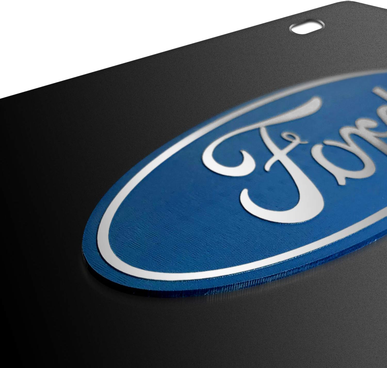 Placa de acero inoxidable negra con logotipo 3D de Ford Mustang Pony y Script, fabricada en los Estados Unidos, con licencia oficial