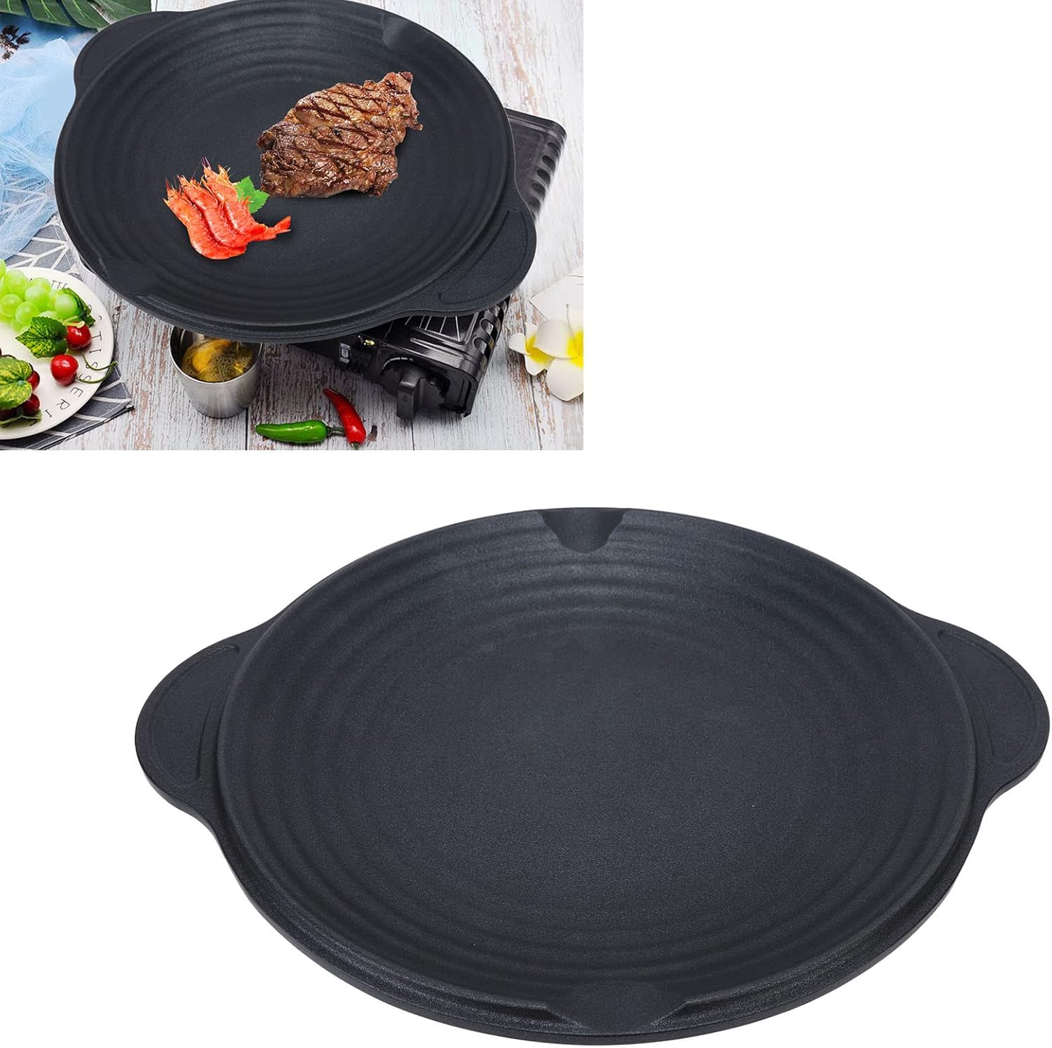 Parrilla coreana para barbacoa, redonda de hierro fundido, placa de parrilla antiadherente, placa de hierro, placa de hierro de alta conductividad