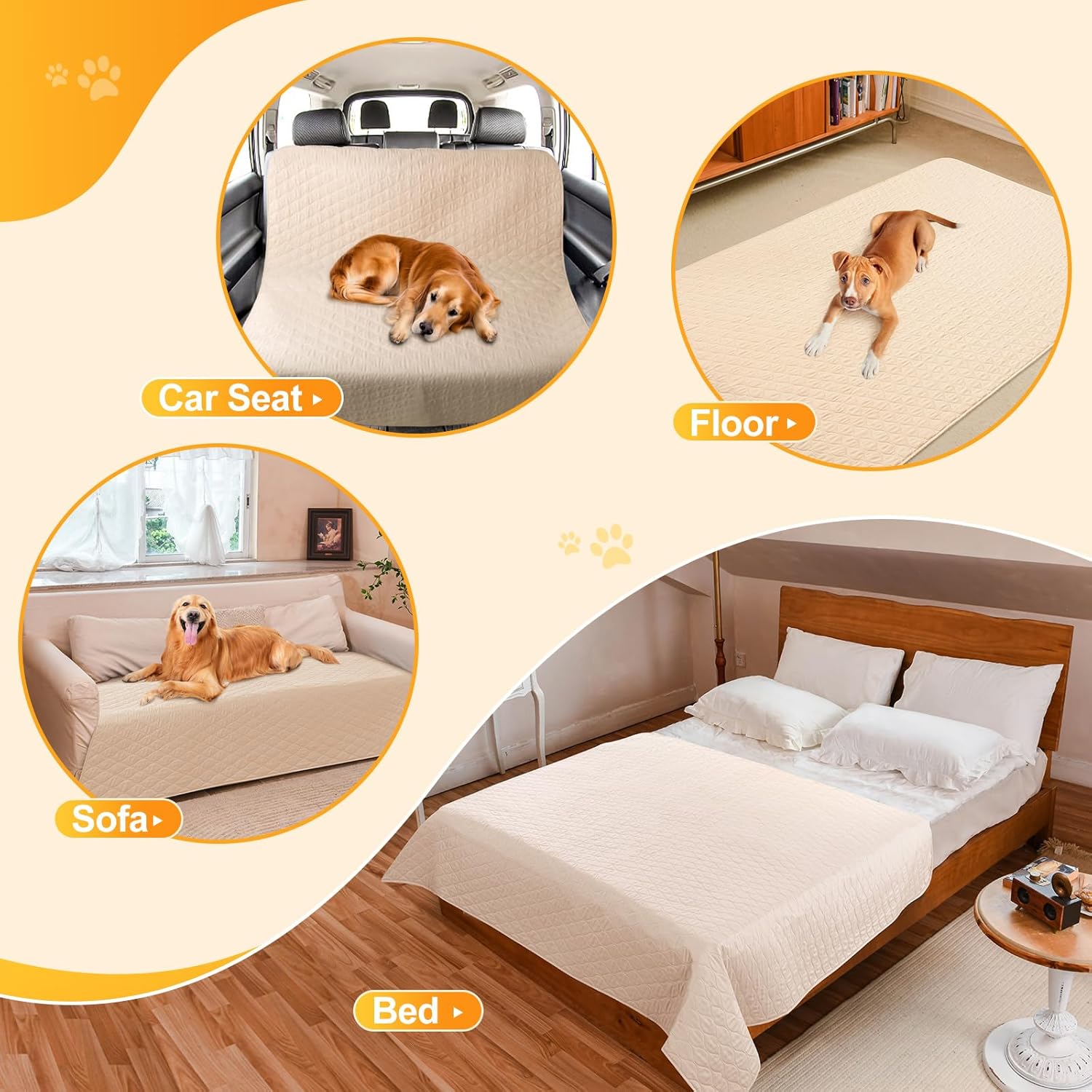 Paquete de 2 fundas impermeables para cama de perro, manta antideslizante para mascotas, perros medianos, gatos, niños, protector de muebles (54 x