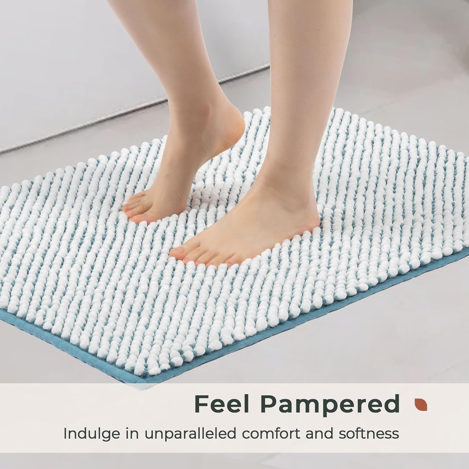 FRESHMINT Juego de 2 alfombras de baño de felpilla de 17 x 24 pulgadas + 20 x 32 pulgadas, antideslizantes, para baño, alfombras de baño