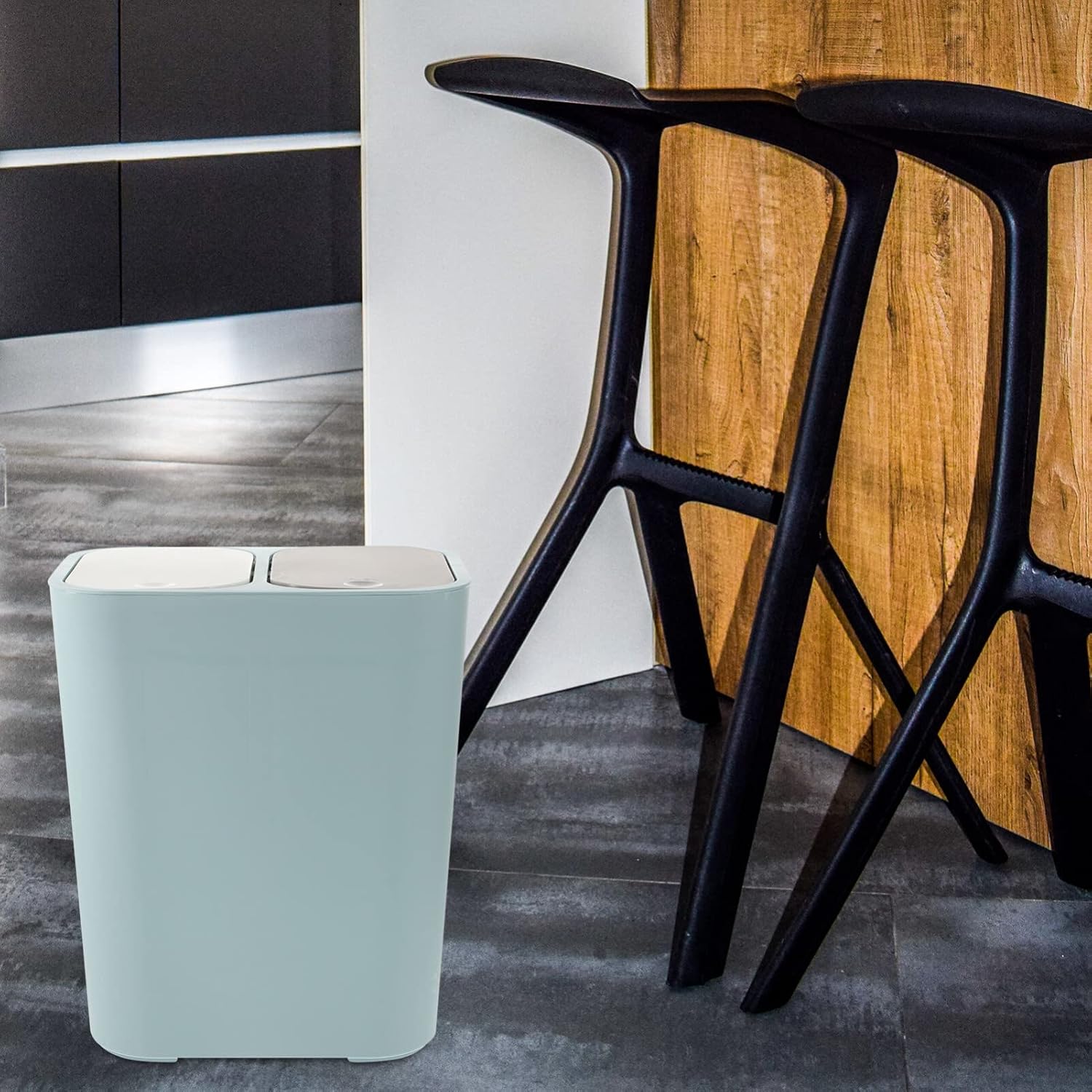 Zerodeko Cubo de basura clasificado húmedo y seco, cubo de basura con doble compartimento, contenedor de basura para reciclaje, cubo de basura para