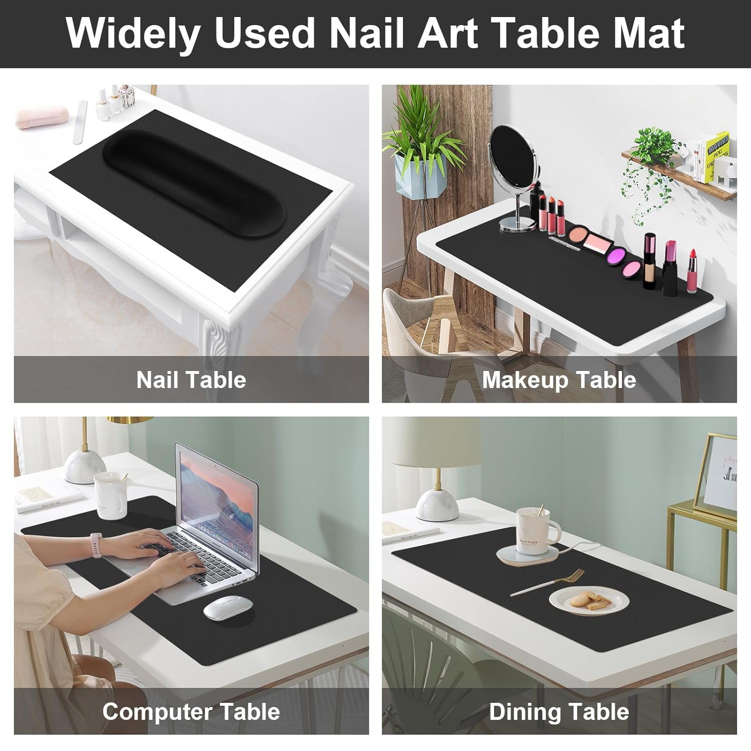 Tapete de mesa de arte de uñas, almohadilla plegable para reposabrazos, tapete de microfibra suave de piel sintética para mesa, almohadilla de