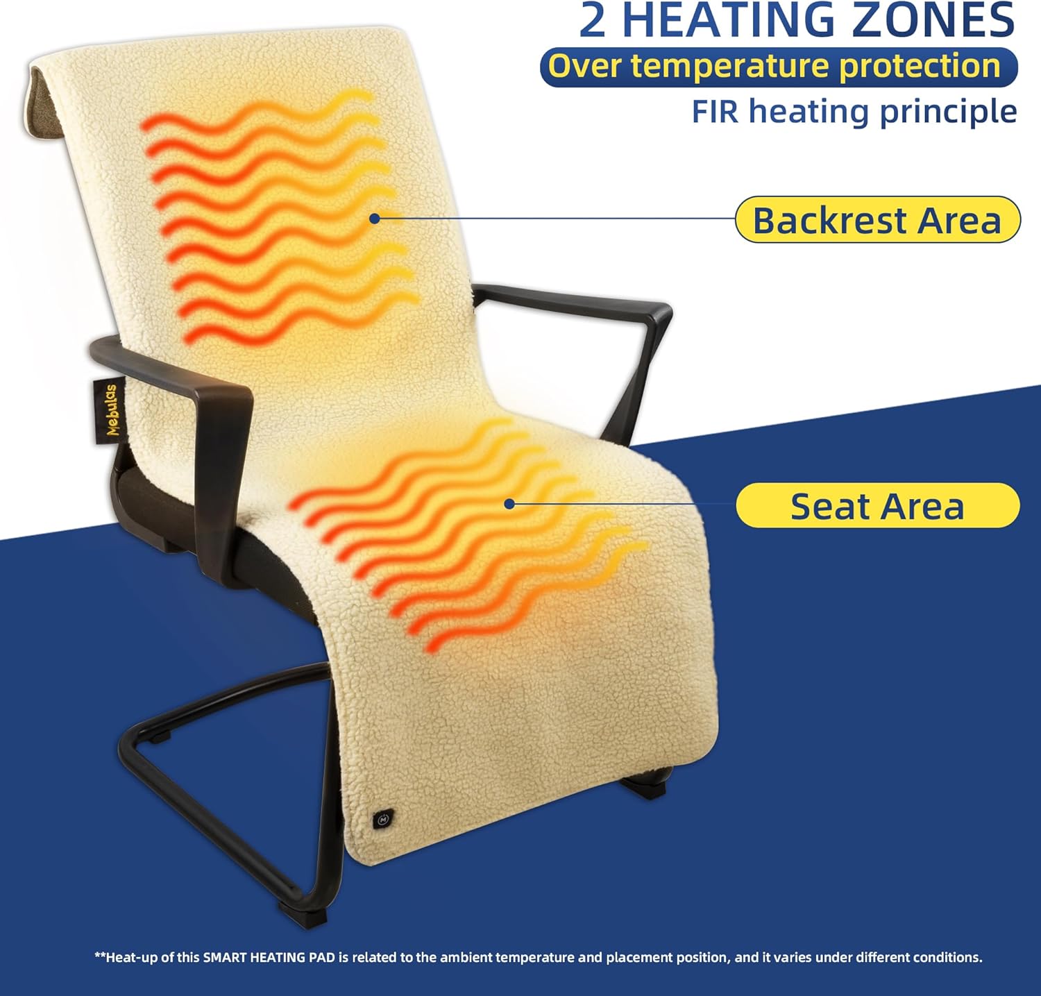 Mebulas Smart Heated Pad PRO para silla, sofá, campamento, viajes, manta térmica eléctrica mejorada con 3 niveles de calor (104F -140F)