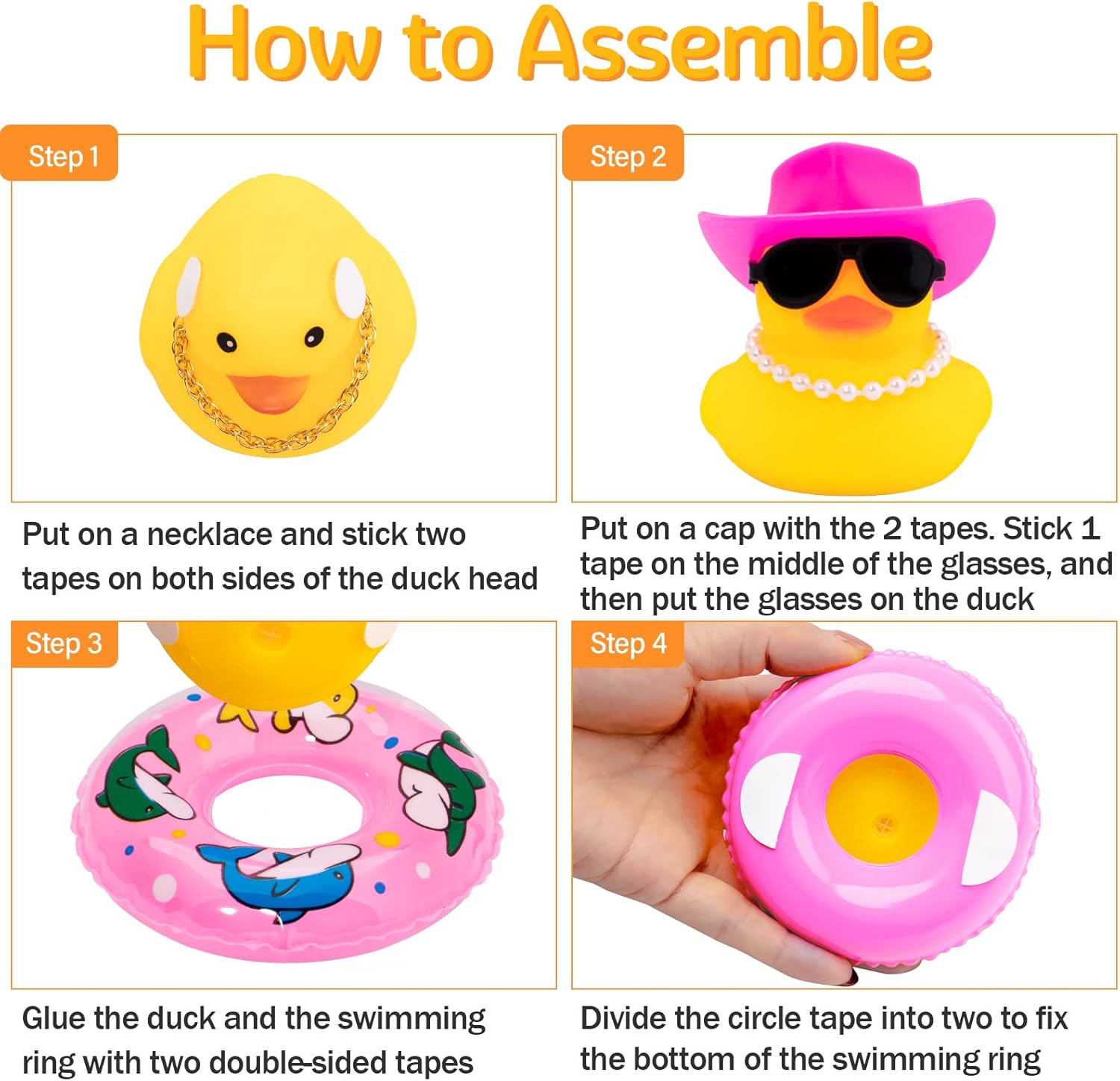 wonuu Pato de goma para automóvil, decoración de pato amarillo con sombrero de sol, anillo de natación, collar de gafas de sol para decoración de