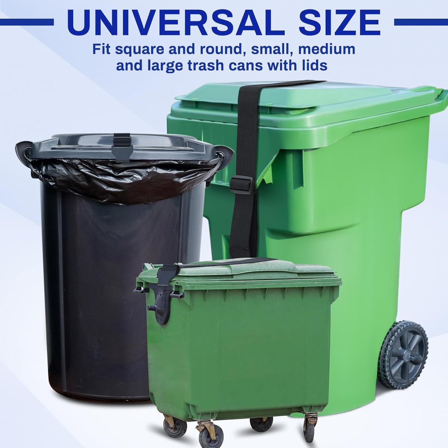 1 correa ajustable para cubo de basura, a prueba de osos, para exteriores, para animales, ardillas, perros, mapaches, con bloqueo de cubo de basura