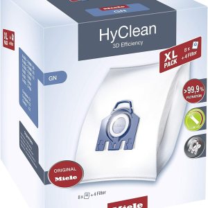 Miele HyClean GN 3D Efficiency XL – Bolsas de basura para aspiradoras Miele empaquetadas, color azul, paquete de 8, 10455000 Miele HyClean GN 3D Efficiency XL – Bolsas de basura para aspiradoras Miele empaquetadas, color azul, paquete de 8, 10455000