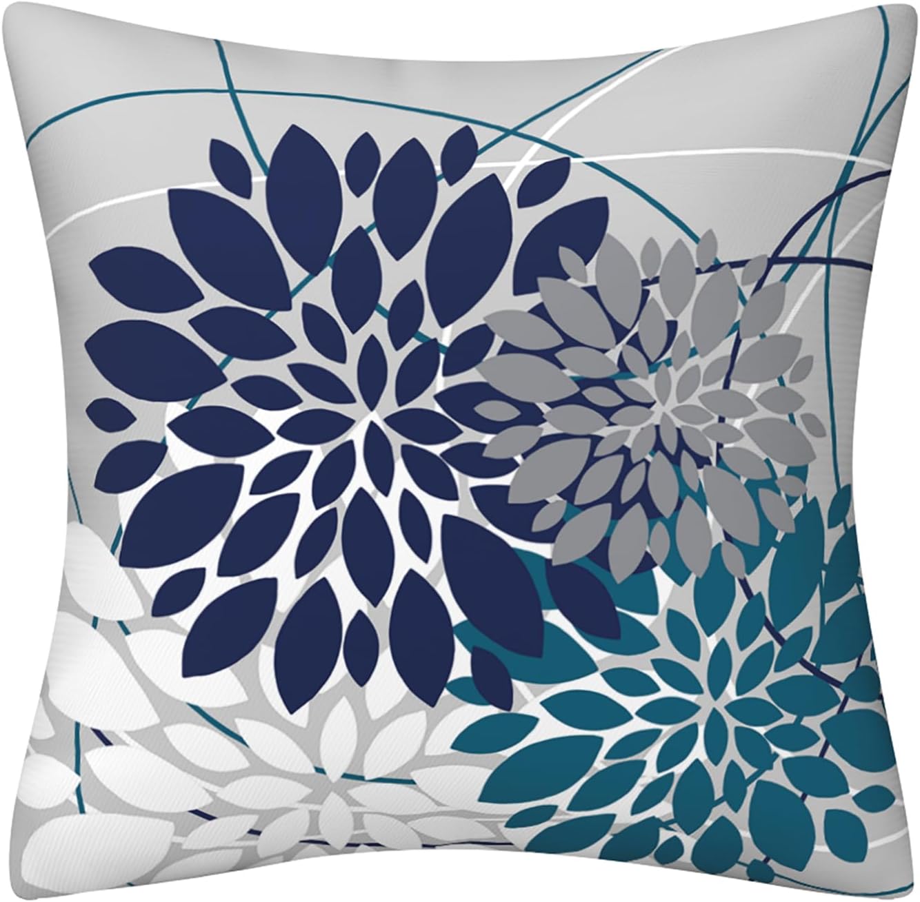 Juego de 2 fundas de almohada Nave de 18 x 18 pulgadas, diseño geométrico floral geométrico y elegante, fundas de cojín cuadradas para decoración