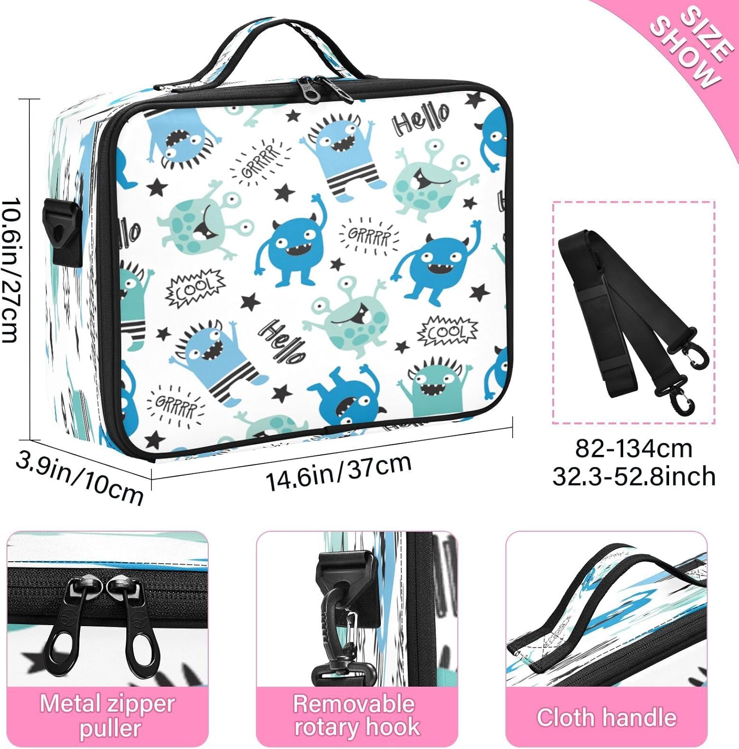 Monster Hello cosmetic bag purse travel bag for women make up bags women makeup bag for purse cosmetiquera de viaje para mujer for women girl teen