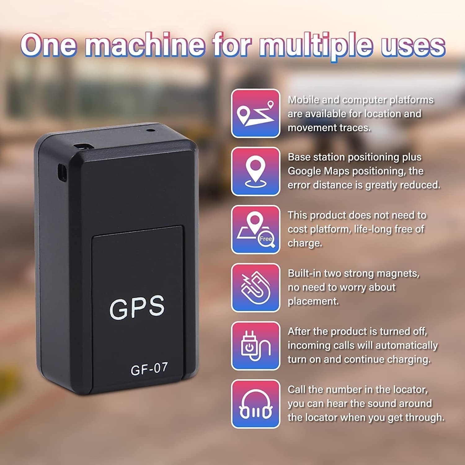 Rastreador GPS para vehículos, mini localizador magnético GPS en tiempo real, sin suscripción, cobertura global completa de larga espera GSM SIM GPS