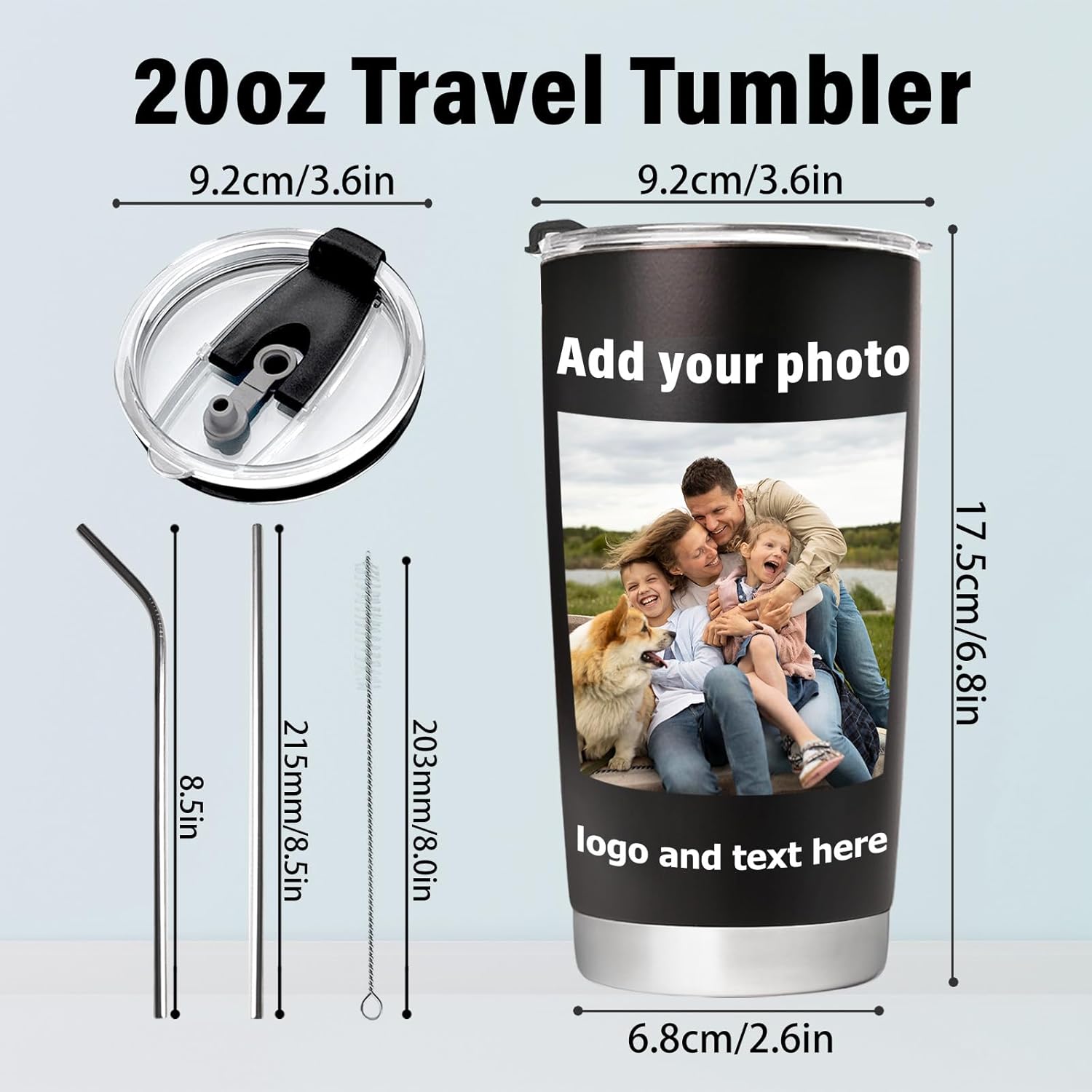 Vaso de café personalizado con texto de imagen, vaso de café aislado de acero inoxidable personalizado de 20 onzas, regalos personalizados para el