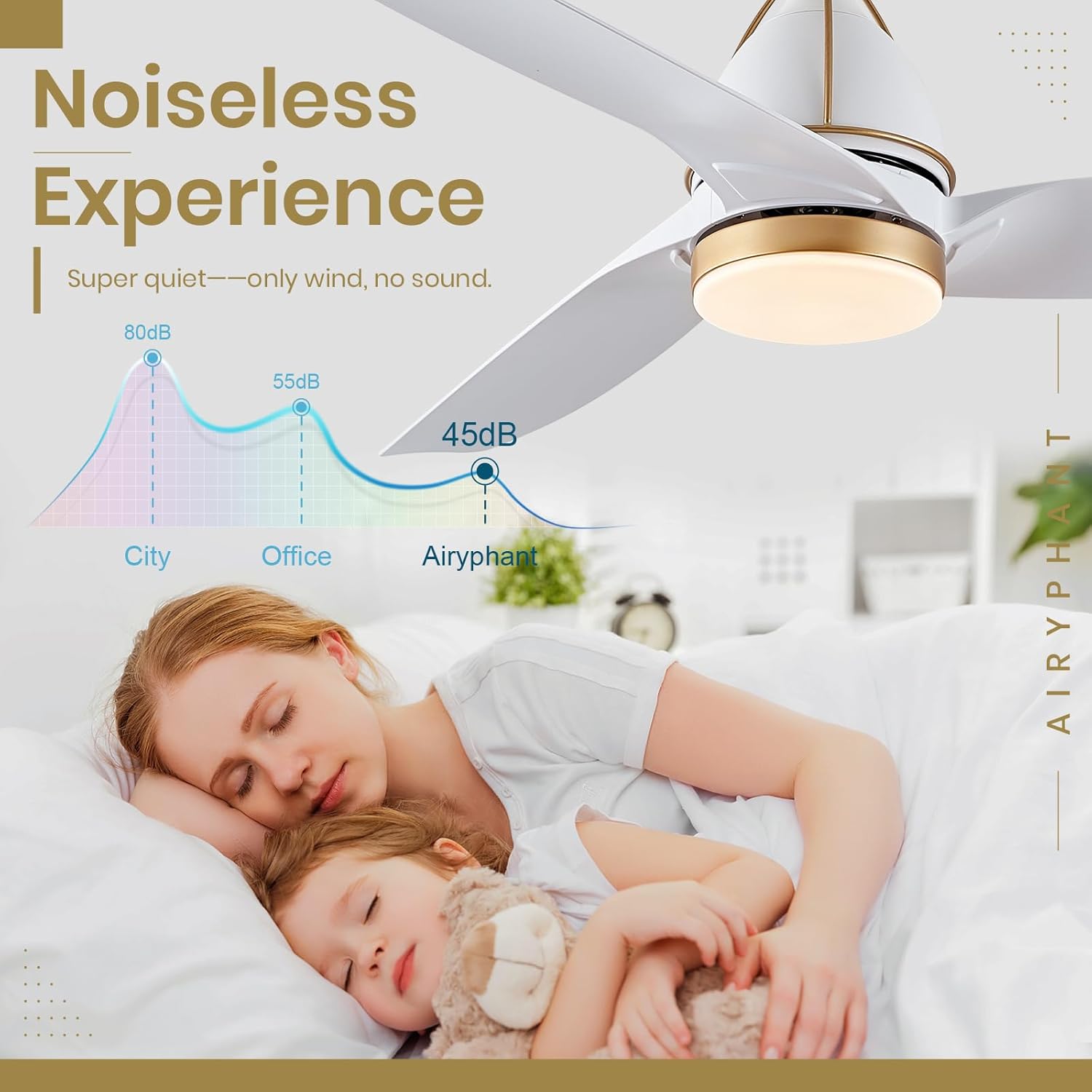 AIRYPHANT Ventiladores de techo de 56 pulgadas con control remoto de luces, ventilador de techo para exteriores, ventilador de techo moderno de 3