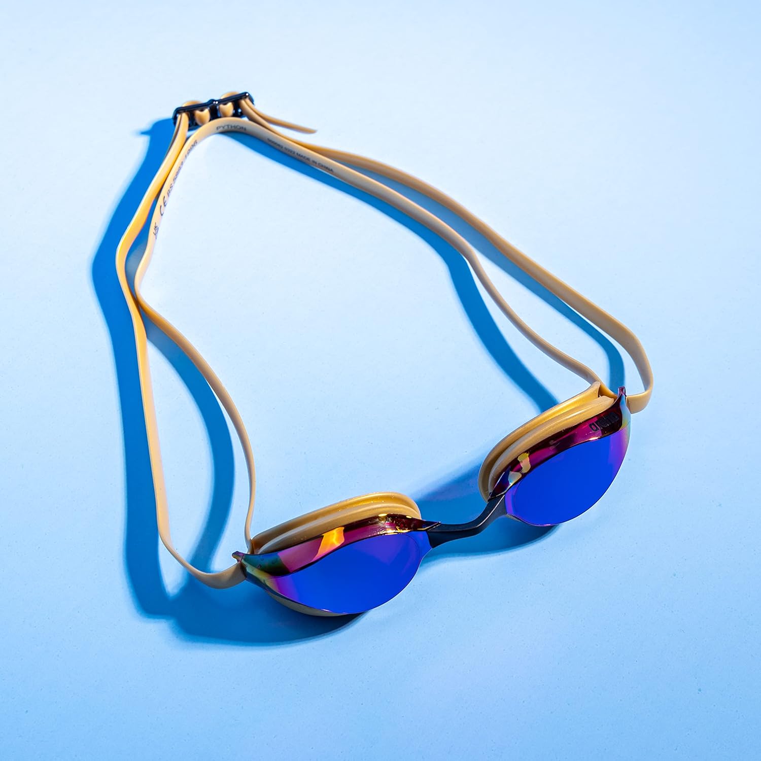 ARENA Gafas de natación unisex Python Racing para hombres y mujeres, antivaho sin fugas, máxima comodidad, doble correa, espejolente sin espejo
