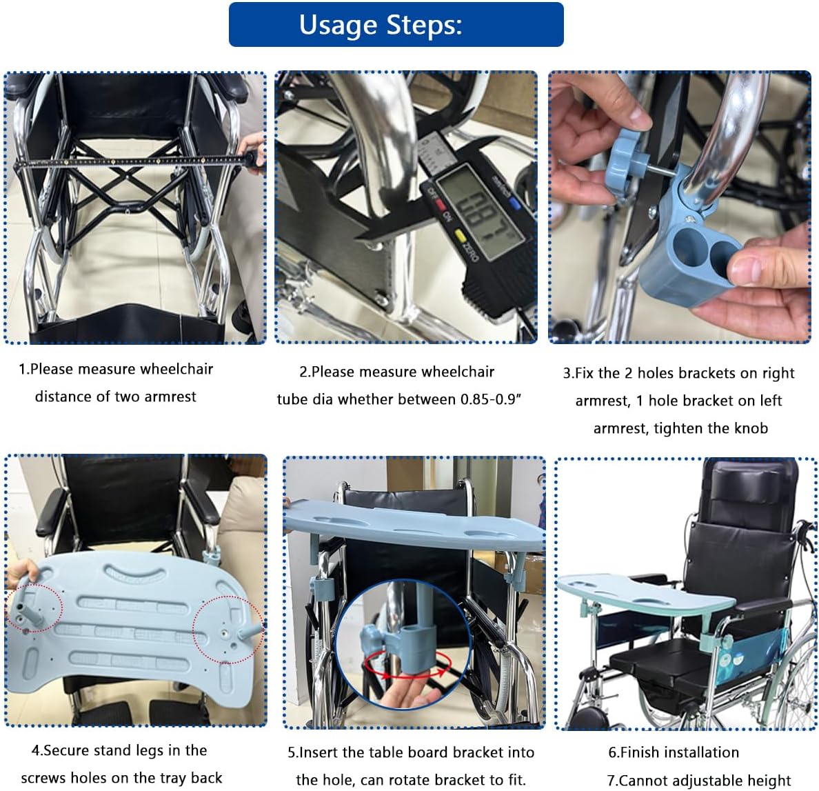 Mesa de bandeja para silla de ruedas, mesa extraíble para silla de ruedas, mesa de regazo para pacientes lactantes, se adapta a brazos de silla de