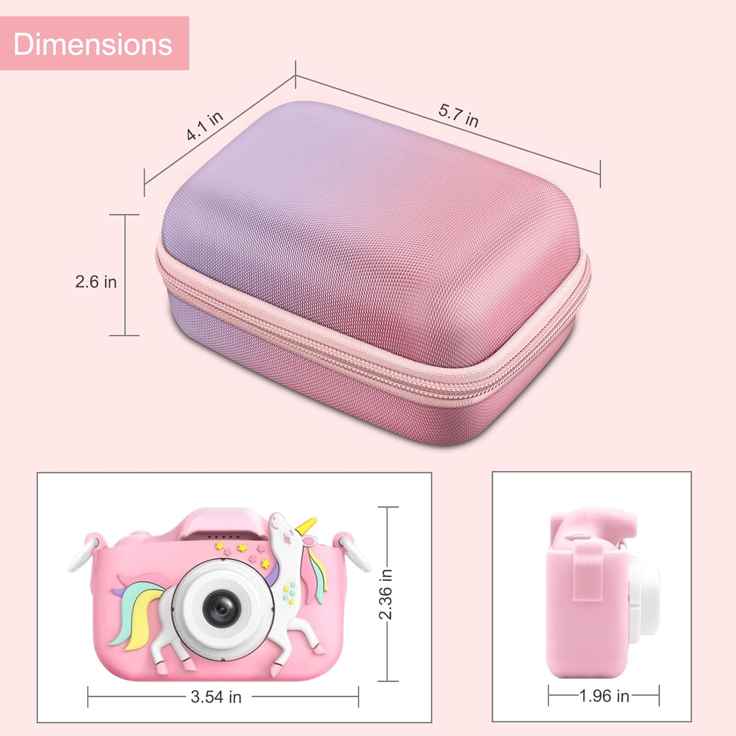 Fintie Funda para cámara infantil compatible con GoopowMgaoloCIMELRSecktonGKTZDesuccusOZMIAgoigoOurlifeUnicorn Kids Camera Toys & Video Camera,