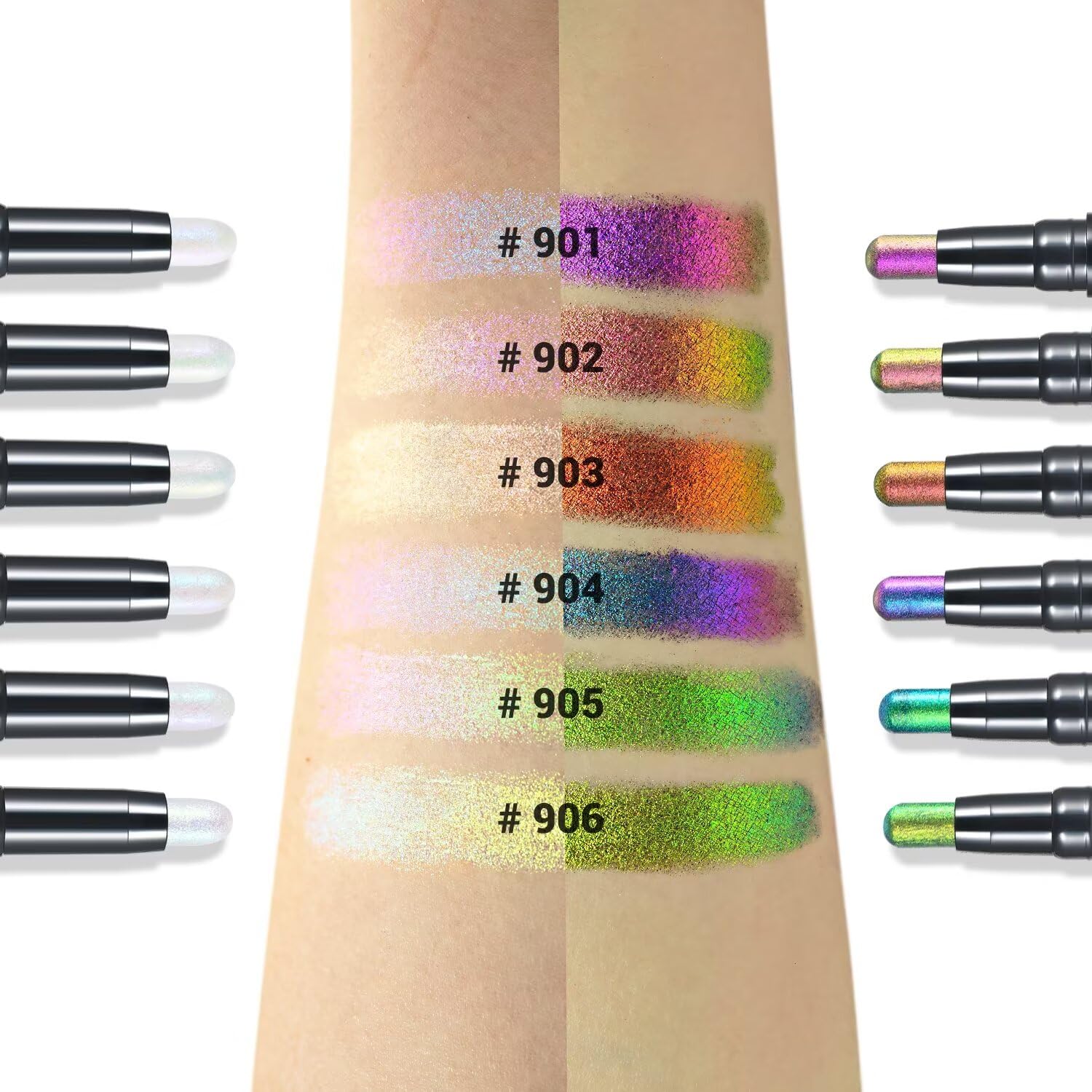 CHARMACY Multichrome – Sombra de ojos en barra 2 en 1, iluminador de ojos impermeable, alta pigmentación, a prueba de manchas, vegano y libre de