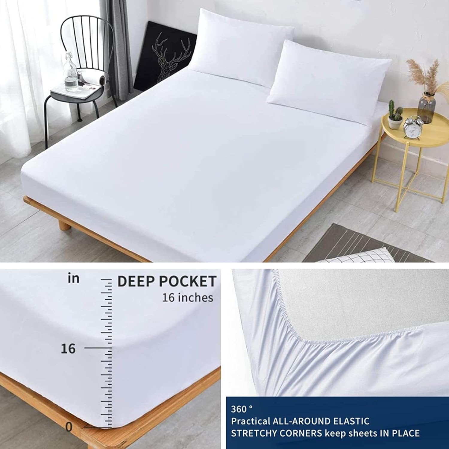 VARAGO Wolf Sheets – Juego de sábanas y fundas de almohada, 100% microfibra, bolsillo profundo, incluye 1 sábana encimera, 1 sábana bajera y 2