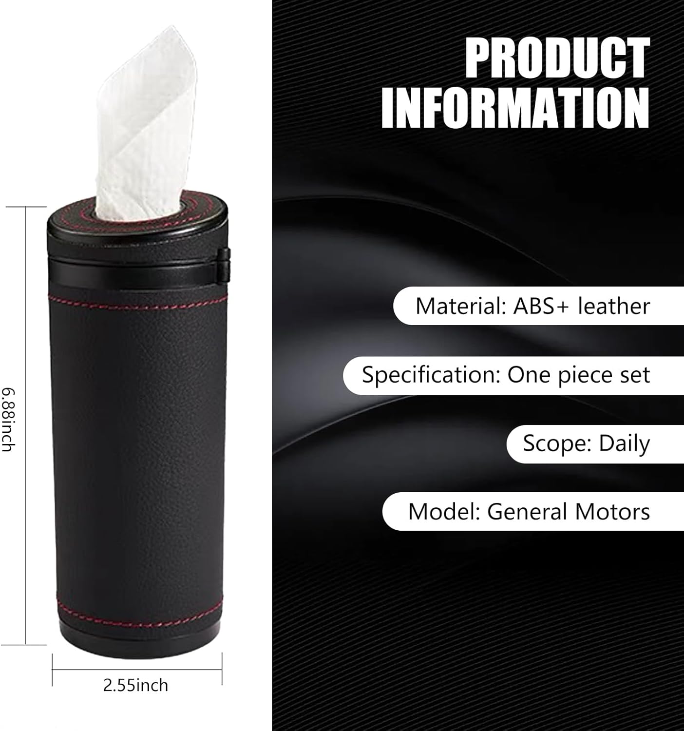 1 caja de almacenamiento de pañuelos para automóvil, soporte de papel de seda multifuncional para romper ventanas de emergencia de cuero ABS, caja