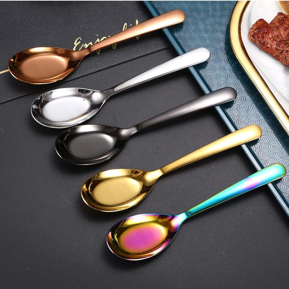 5 cucharas de sopa, cuchara de acero inoxidable, cucharas con acabado espejo, cucharas de servir de cocina, cuchara de postre, cuchara de café,