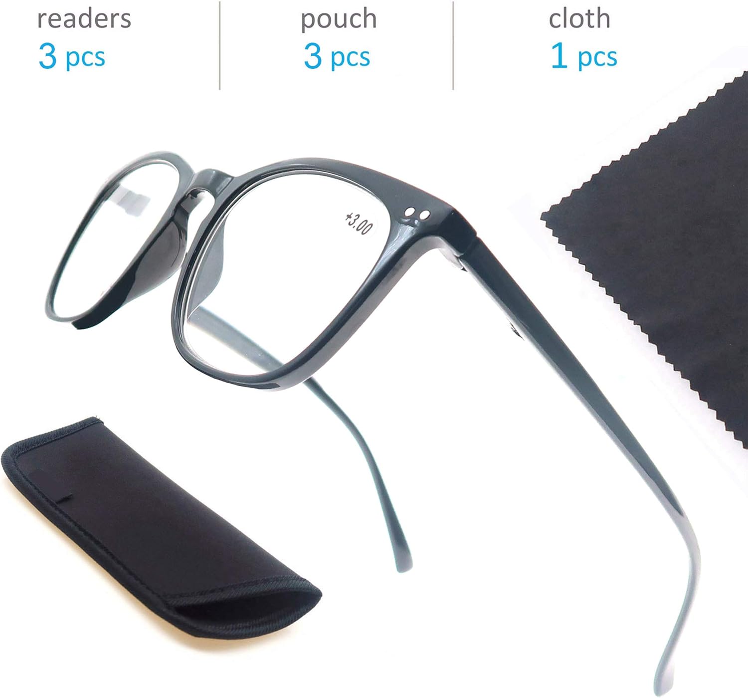 HAPJOYS Paquete de 3 lentes de lectura para mujeres y hombres, elegantes lectores ovalados, flexibles con bisagra de resorte, gafas de lectura +1.25