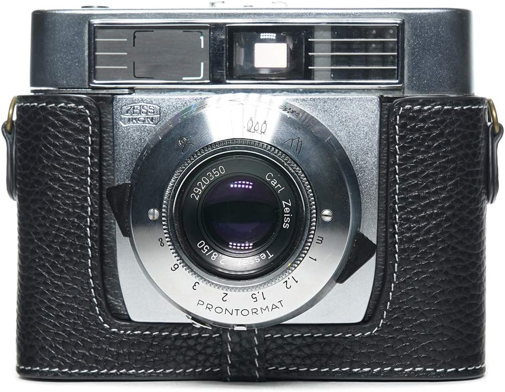 Hecho a mano cuero auténtico medio cámara caso bolsa cubierta para ZEISS IKON Symbolica película cámara color negro