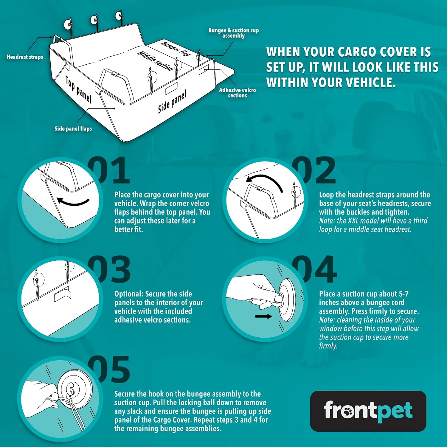 FrontPet – Funda acolchada de perro para la zona de carga de SUV, ajuste universal, para cualquier mascota La funda duradera cubre y protege tu