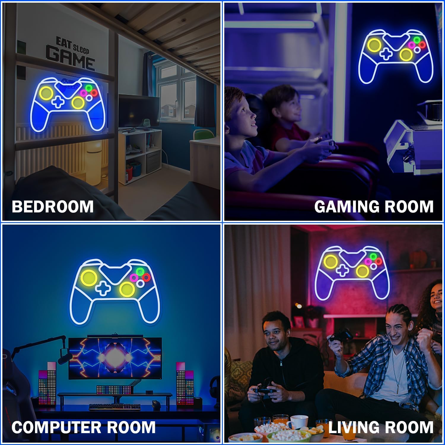 Letrero de neón para videojuegos, luces de neón para videojuegos, controlador de control de gamepad para decoración de sala de juegos, letreros