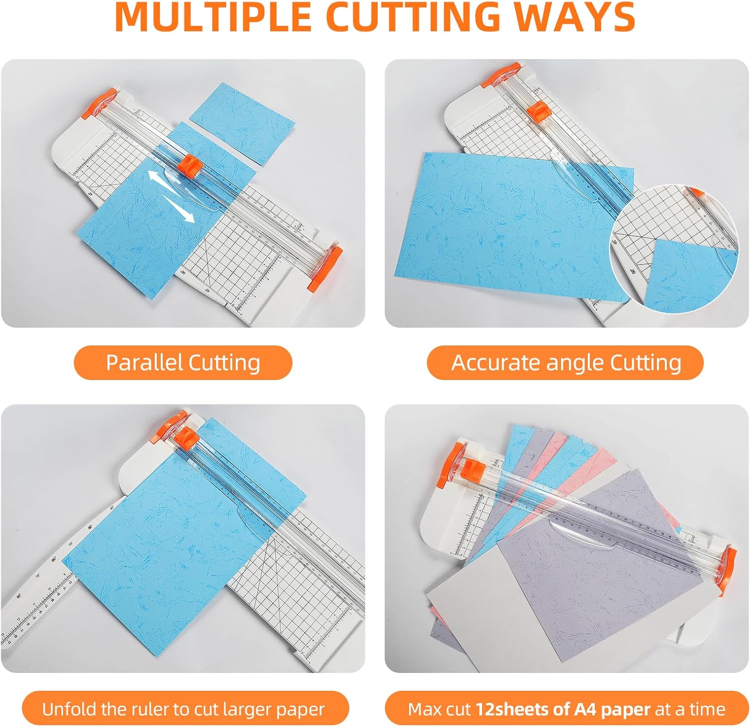 Cortador de papel portátil de 12 pulgadas, cortador de papel, herramienta de suministros para álbumes de recortes con regla lateral de protección