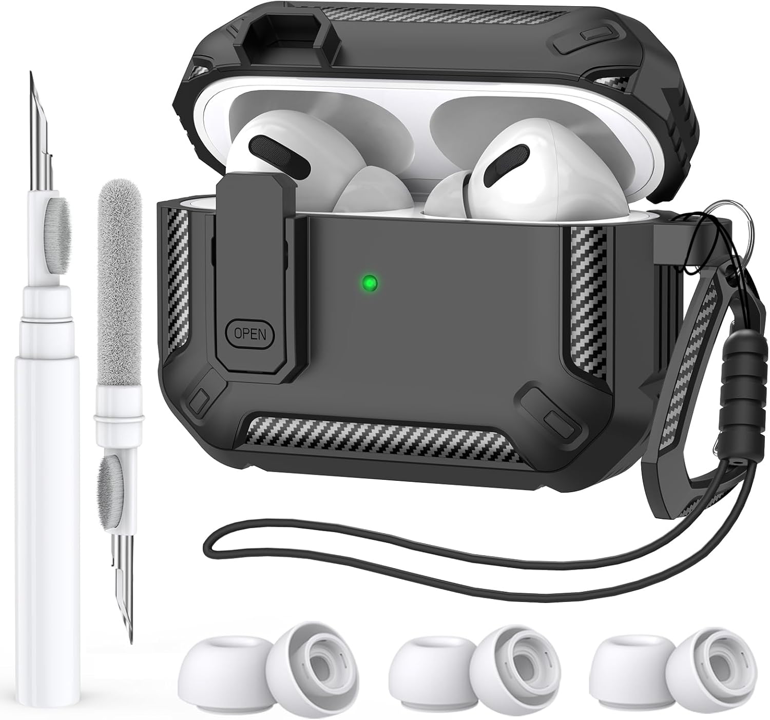 Funda para Airpods Pro (2019), funda de bloqueo seguro para Airpod a prueba de golpes, funda protectora para AirPod Pro, funda de carga con