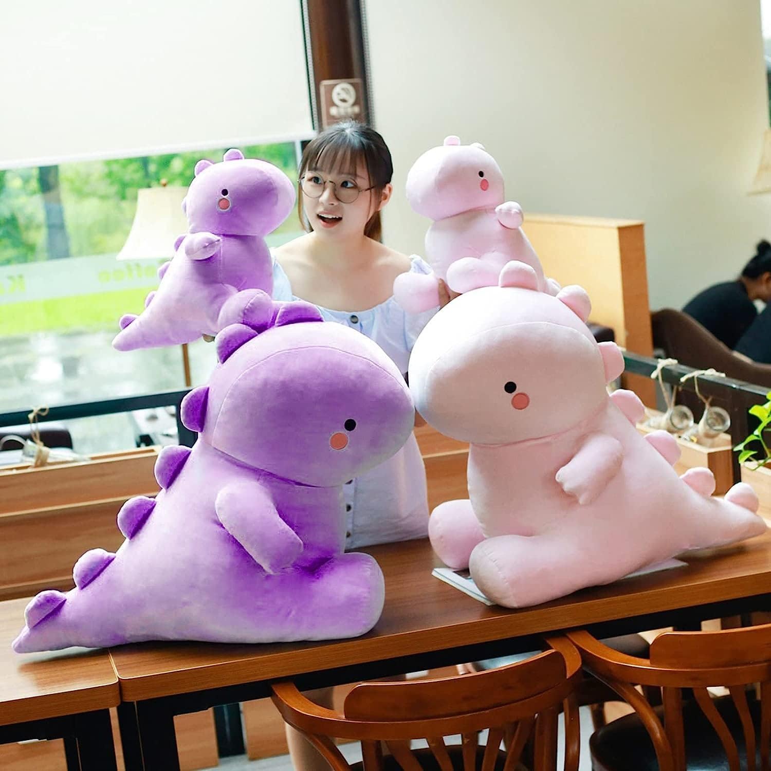 Lindos juguetes de peluche de dinosaurio, animales de peluche de dinosaurio grueso, animales de peluche suaves de dinosaurio, regalos de cumpleaños