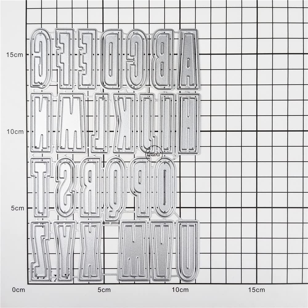 DzIxY Letras en mayúsculas de sombras troqueles de corte de metal para kit de fabricación de tarjetas, troqueles de papel de relieve, plantillas de