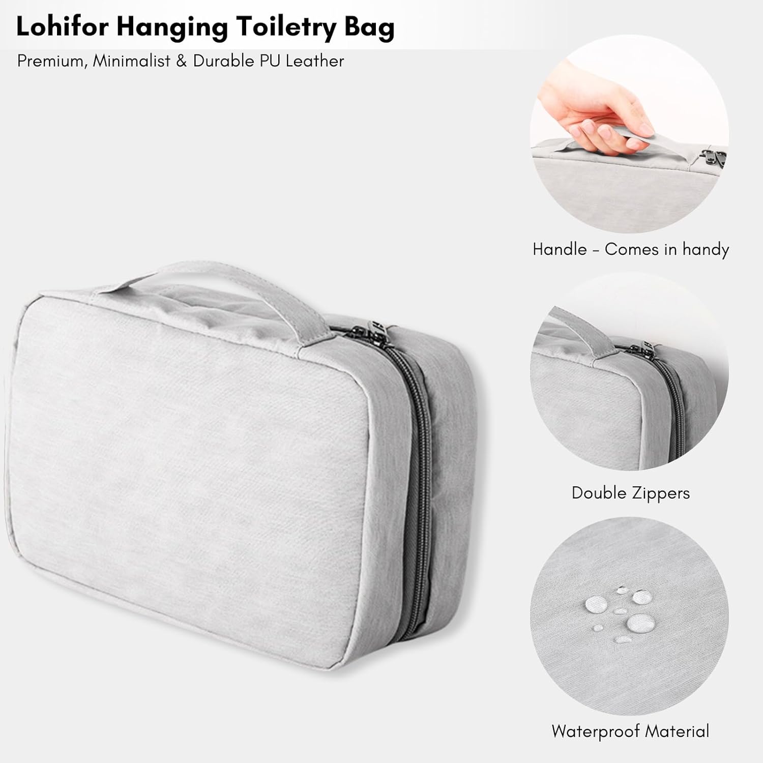 Lohifor Neceser, Gris, Neceser de viaje con gancho para colgar