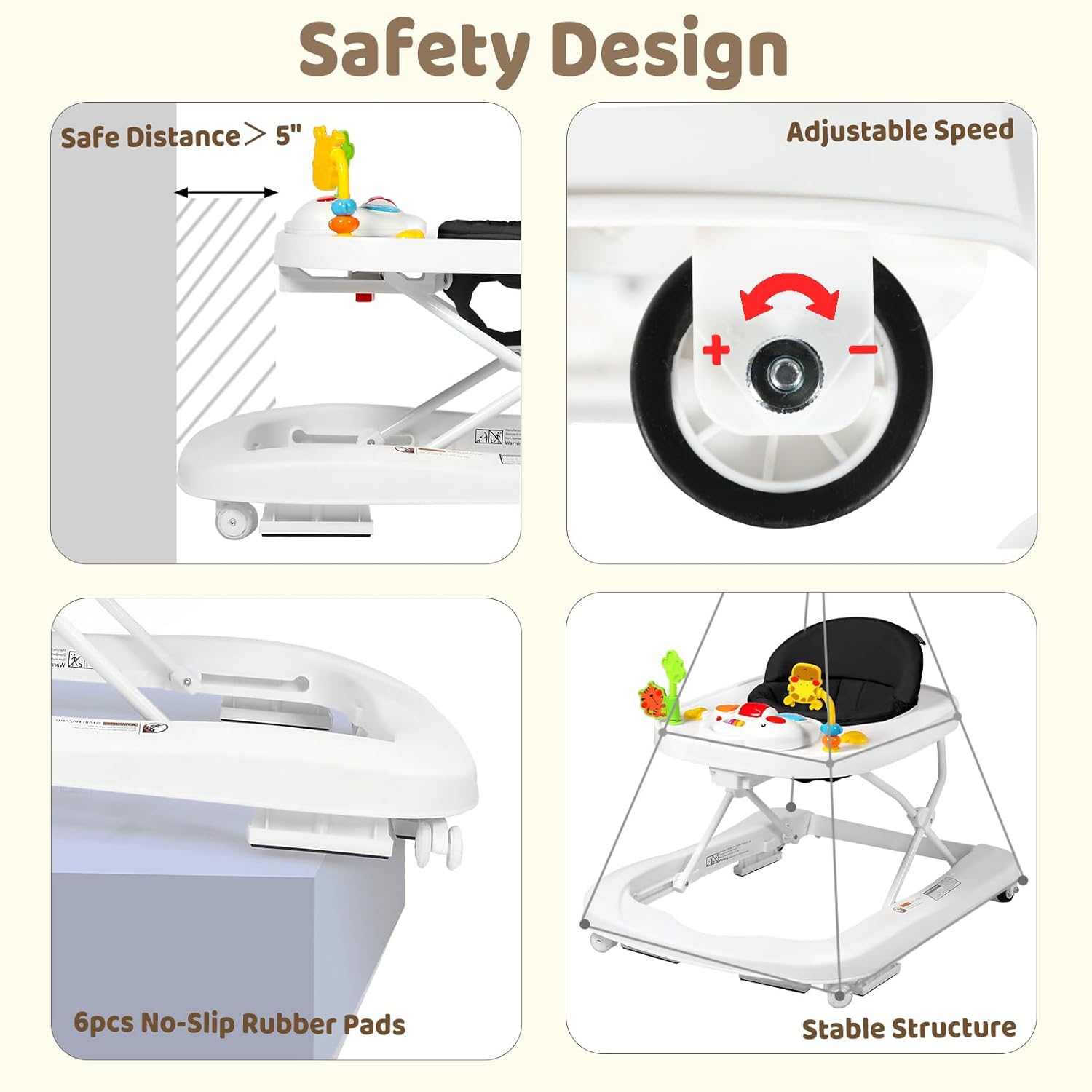 Andador para bebés con ruedas, centro de actividades para bebés 3 en 1 para niños y niñas, combo plegable con juguetes musicales, aprendizaje
