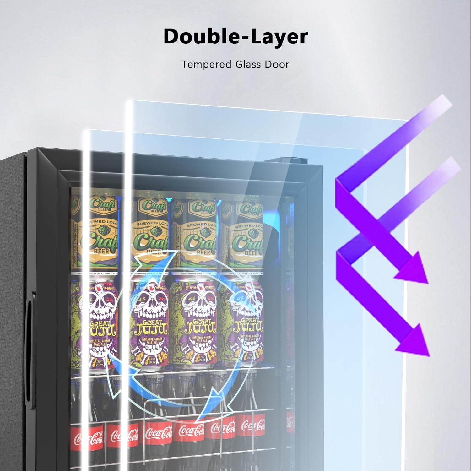 Refrigerador de bebidas para 75 latas, mini refrigerador independiente con puerta de vidrio y estantes ajustables, refrigerador pequeño para